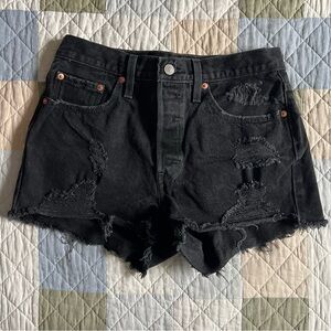 Levi’s Black Distressed Denim Shorts Women
